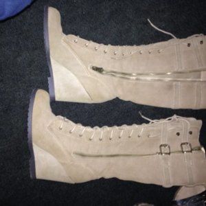 tall fashion synthetic suede tan boot 7.5